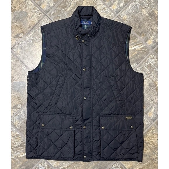 Polo Ralph Lauren Other - Polo Ralph Lauren Quilted Vest Mens 2XLT Black Plaid Lined Equestrian Polo Club
